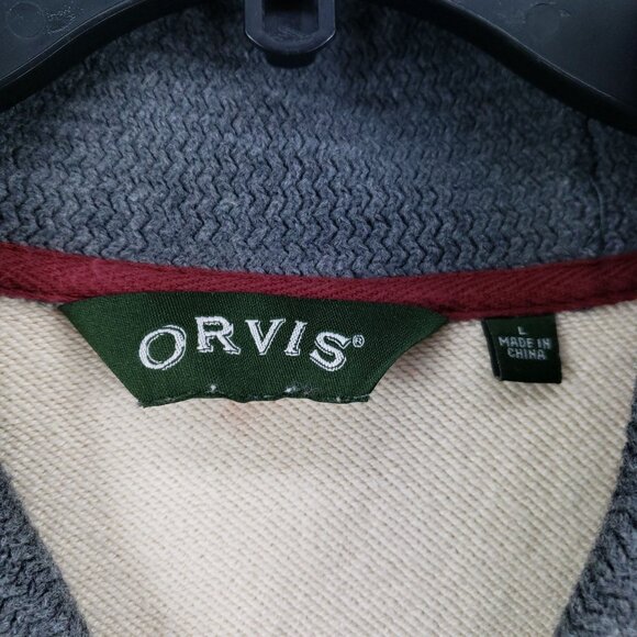 Orvis Wrap Neck Pullover Men's Size Large Cream Gray - Picture 4 of 6